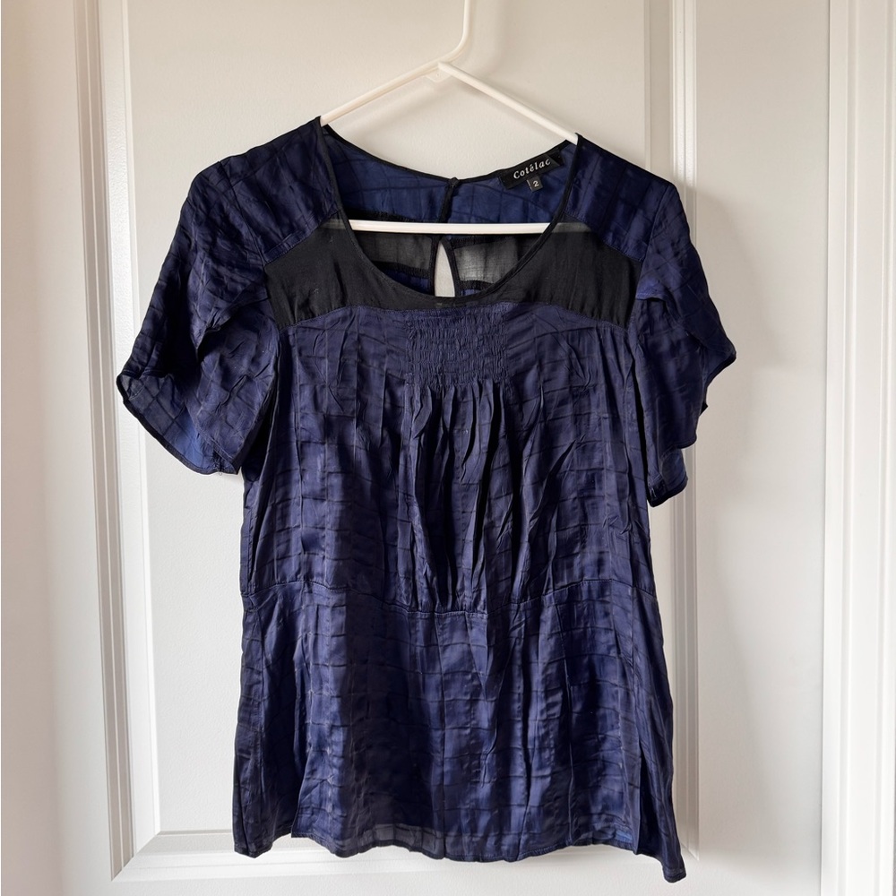 Cotelac Navy Crinkled Blouse